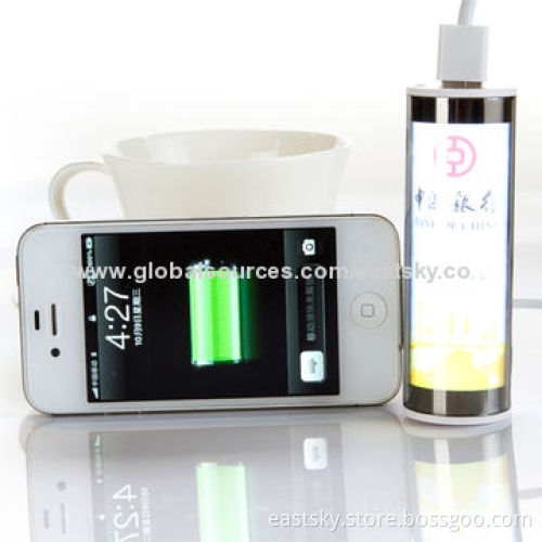 Elegant power bank charger, 2200mAh, LED light box design